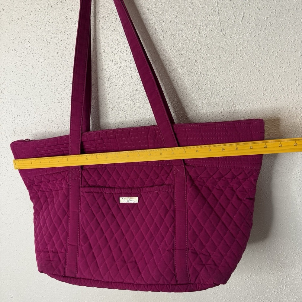 Vera Bradley Large Pink Zip Top Tote Bag Lined Inner Pockets Detachable Strap - Picture 5 of 14